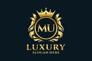 Initial MU Letter Royal Luxury Logo template in vector art for luxurious branding projects and other vector illustration.