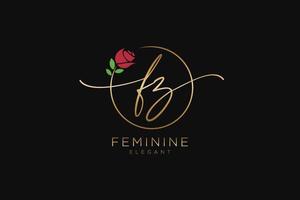 initial FZ Feminine logo beauty monogram and elegant logo design, handwriting logo of initial signature, wedding, fashion, floral and botanical with creative template. vector