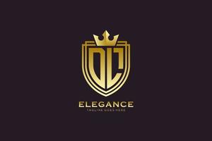 initial DL elegant luxury monogram logo or badge template with scrolls and royal crown - perfect for luxurious branding projects vector