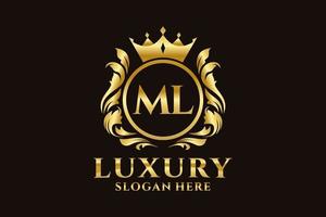 Initial ML Letter Royal Luxury Logo template in vector art for luxurious branding projects and other vector illustration.