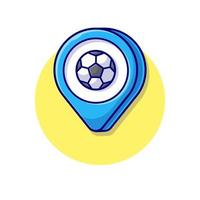 ilustración de icono de vector de dibujos animados de fútbol de mapa de ubicación. concepto de icono de objeto deportivo vector premium aislado. estilo de dibujos animados plana