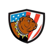 Bulldog Head USA Flag Crest Cartoon vector
