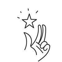 dibujado a mano doodle mano y forma de estrella ilustración vector aislado