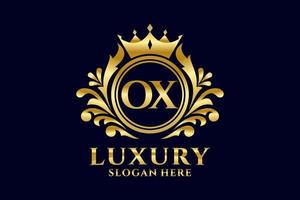 Initial OX Letter Royal Luxury Logo template in vector art for luxurious branding projects and other vector illustration.