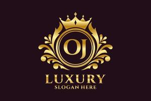 Initial OJ Letter Royal Luxury Logo template in vector art for luxurious branding projects and other vector illustration.