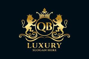 Initial QB Letter Lion Royal Luxury Logo template in vector art for luxurious branding projects and other vector illustration.