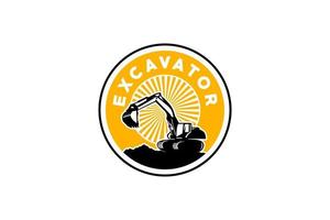 Excavator logo template vector. Heavy equipment logo vector for construction company. Creative excavator illustration for logo template.