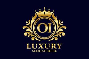 Initial OI Letter Royal Luxury Logo template in vector art for luxurious branding projects and other vector illustration.