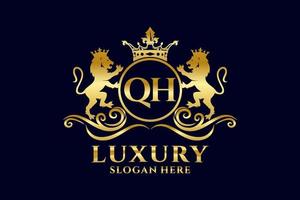 Initial QH Letter Lion Royal Luxury Logo template in vector art for luxurious branding projects and other vector illustration.