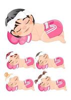 Newborn Boxing or Boxing Sleeping Baby Girls wear Pink Gloves and Short Pants Cartoon Character