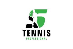 Letter S with Tennis player silhouette Logo Design. Vector Design Template Elements for Sport Team or Corporate Identity.