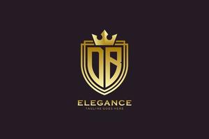 initial DB elegant luxury monogram logo or badge template with scrolls and royal crown - perfect for luxurious branding projects vector