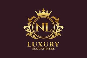 Initial NL Letter Royal Luxury Logo template in vector art for luxurious branding projects and other vector illustration.