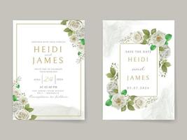Elegant wedding invitation white flowers design vector