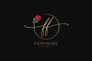 initial FF Feminine logo beauty monogram and elegant logo design, handwriting logo of initial signature, wedding, fashion, floral and botanical with creative template. vector