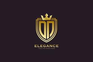 initial DN elegant luxury monogram logo or badge template with scrolls and royal crown - perfect for luxurious branding projects vector