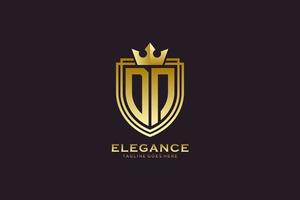 initial DN elegant luxury monogram logo or badge template with scrolls and royal crown - perfect for luxurious branding projects vector
