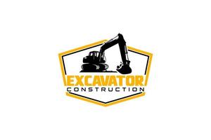 Excavator logo template vector. Heavy equipment logo vector for construction company. Creative excavator illustration for logo template.