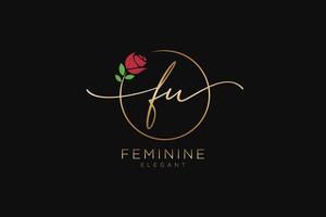 initial FU Feminine logo beauty monogram and elegant logo design, handwriting logo of initial signature, wedding, fashion, floral and botanical with creative template. vector