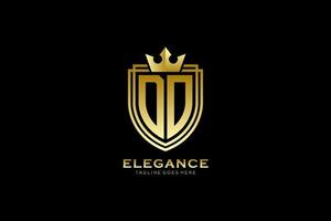 initial DO elegant luxury monogram logo or badge template with scrolls and royal crown - perfect for luxurious branding projects vector