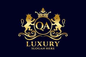 Initial QA Letter Lion Royal Luxury Logo template in vector art for luxurious branding projects and other vector illustration.