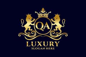 Initial QA Letter Lion Royal Luxury Logo template in vector art for luxurious branding projects and other vector illustration.