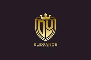 initial DV elegant luxury monogram logo or badge template with scrolls and royal crown - perfect for luxurious branding projects vector