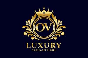 Initial OV Letter Royal Luxury Logo template in vector art for luxurious branding projects and other vector illustration.