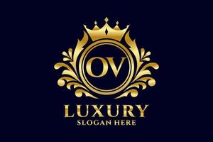 Initial OV Letter Royal Luxury Logo template in vector art for luxurious branding projects and other vector illustration.