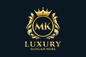 Initial MK Letter Royal Luxury Logo template in vector art for luxurious branding projects and other vector illustration.