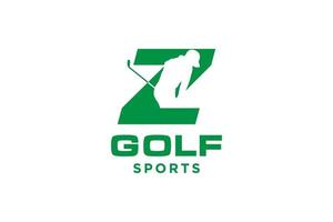 logotipo de icono de letra alfabética z para plantilla de vector de diseño de logotipo de golf, etiqueta vectorial de golf, logotipo de campeonato de golf, ilustración, icono creativo, concepto de diseño