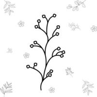 Hand drawn tree branches and leaves. vector graphic design ornament