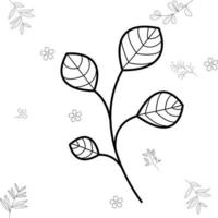 ramas y hojas de árboles dibujadas a mano. adorno de diseño gráfico vectorial vector