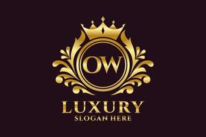 Initial OW Letter Royal Luxury Logo template in vector art for luxurious branding projects and other vector illustration.