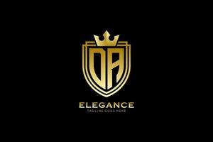 initial DA elegant luxury monogram logo or badge template with scrolls and royal crown - perfect for luxurious branding projects vector