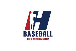 Letter H with Baseball Logo Design. Vector Design Template Elements for Sport Team or Corporate Identity.