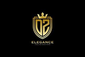 initial DZ elegant luxury monogram logo or badge template with scrolls and royal crown - perfect for luxurious branding projects vector
