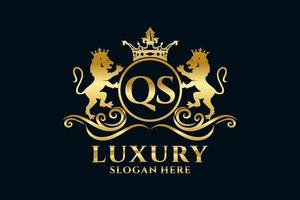 Initial QS Letter Lion Royal Luxury Logo template in vector art for luxurious branding projects and other vector illustration.