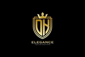 initial DK elegant luxury monogram logo or badge template with scrolls and royal crown - perfect for luxurious branding projects vector