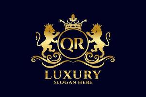 Initial QR Letter Lion Royal Luxury Logo template in vector art for luxurious branding projects and other vector illustration.