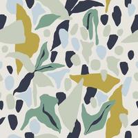 Vector abstract shapes and leaf illustration seamless repeat pattern