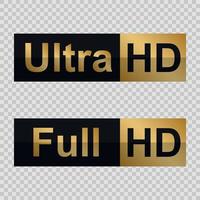 etiquetas full hd y ultra hd vector