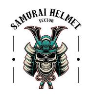 samurai máscara arte de diseño vectorial en blanco y negro vector