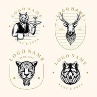 Animal logo vintage retro style set design vector