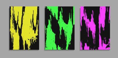 conjunto de plantilla de diseño texturizado grunge colorido en fondo negro. puede usarse para banner, papel tapiz o plantilla de póster vector