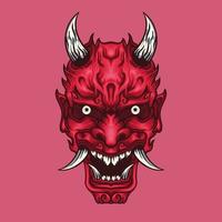 ilustración de mascota de personaje de cabeza de oni rojo vector