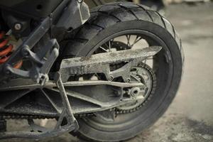 Motorcycle wheel. Transport details. Sports bike. photo