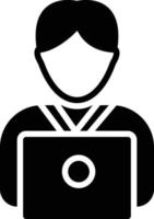 User Working On Laptop Glyph Icon vector