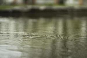 lluvia afuera. gran charco en el patio. clima húmedo. superficie del charco. foto