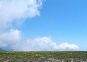 Clouds on the mountain. The beauty of nature. photo